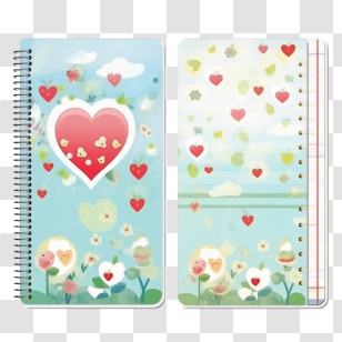 Diary Template
 - Decorative Notebook With Heart Patterns Transparent PNG