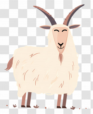 Mountain Goat - Happy Goat With Long Horns Transparent PNG