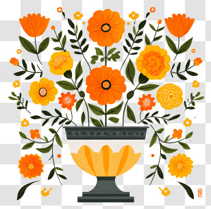 Orange Altar Flowers - Vibrant Orange Flowers In Vase Transparent PNG