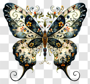 Learn About Butterflies Day - Intricate Decorated Butterfly Illustration Transparent PNG