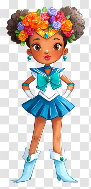Sailor Moon Magical Girl - Sailor Girl With Flower Crown Transparent PNG