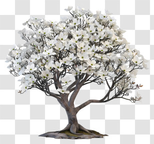 Dogwood Tree - Flowering White Tree With Lush Blooms Transparent PNG
