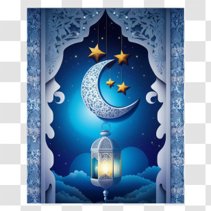 Crescent Moon
 - Crescent And Stars With Lantern Illustration For Ramadan Transparent PNG