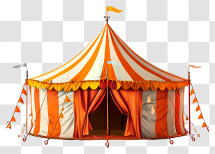 Circus Tent - Orange And White Circus Tent Transparent PNG