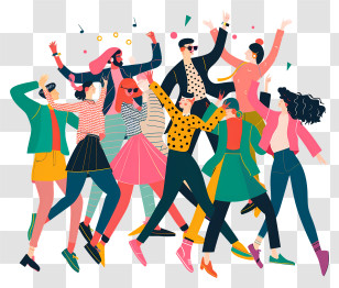 Group Of People Dancing - Group Dance Party Illustration Transparent PNG