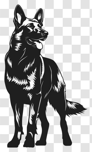 Dog Silhouette - Black German Shepherd Dog Illustration Transparent PNG