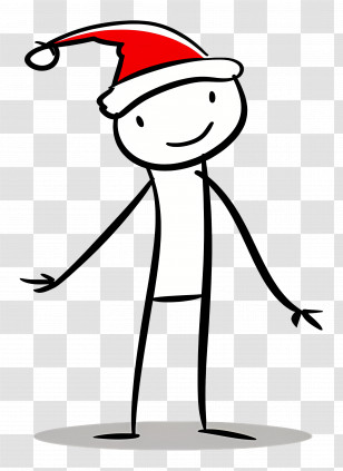 Christmas Stick Figure - Stick Figure Wearing Santa Hat For Christmas Transparent PNG