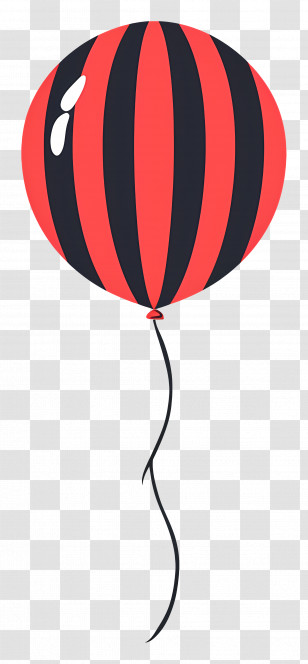 Single Balloon - Red And Black Striped Balloon Illustration Transparent PNG