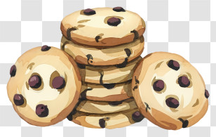 Chocolate Chip Cookies - Illustration Of Chocolate Chip Cookies Stack Transparent PNG