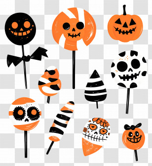 Halloween Candy - Halloween-Themed Candy Lollipops Transparent PNG