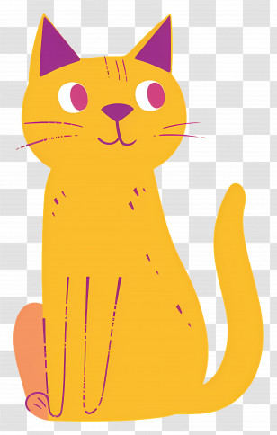 Cartoon Cat - Cute Yellow Cartoon Cat Illustration Transparent PNG