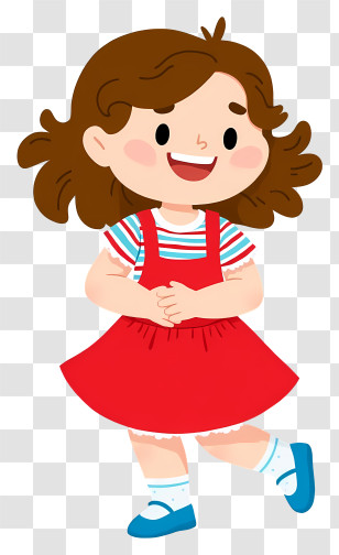 Cheerful Little Girl - Cute Girl In Red Dress Transparent PNG