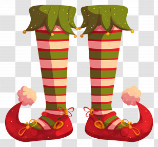 Christmas Elf Legs - Elf Shoes And Striped Legs Design For Christmas Transparent PNG