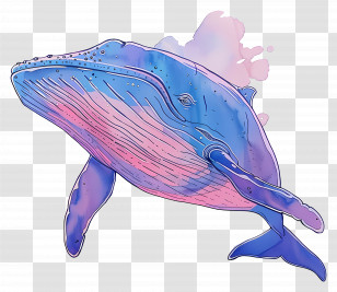 Blue Whale - Colorful Humpback Whale Illustration Transparent PNG