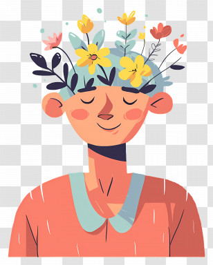 Man Mental Health - Person With Flowers On Head Transparent PNG