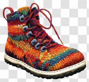 Shoe - Colorful Knitted Boot Transparent PNG