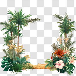 Palm Tree
 - Tropical Plants And Flowers Frame Transparent PNG