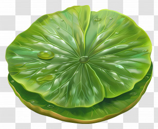 Lily Pad - Green Lily Pad With Water Droplets Transparent PNG