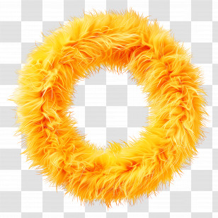 Fluzzy Frame - Bright Yellow Fluffy Wreath For Decoration Transparent PNG