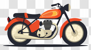 Retro Motorcycle - Vintage Orange Motorcycle Illustration Transparent PNG