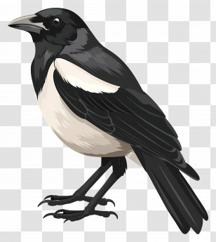 Bird - Black And White Bird Illustration (Magpie) Transparent PNG