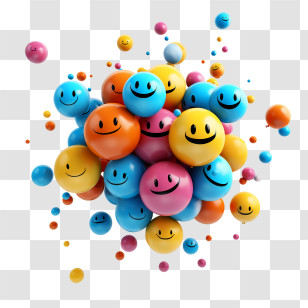 World Smile Day - Colorful Smiley Face Balls Transparent PNG
