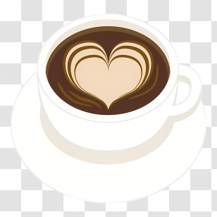 Food - Coffee Cup With Beautiful Latte Art Heart Design Transparent PNG