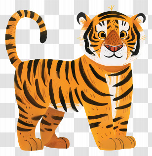 Tiger - Adorable Tiger Cartoon Illustration Transparent PNG