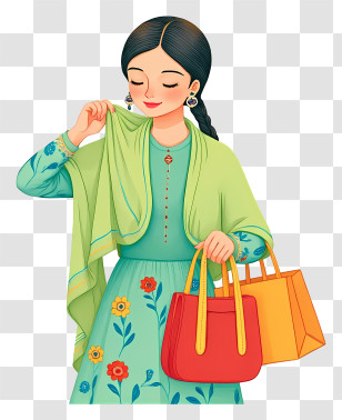 Indian Woman - Woman Shopping With Handbags Transparent PNG