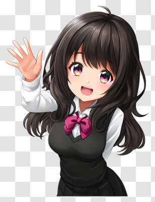 Anime Girl Waving - Anime Girl Waving Transparent PNG
