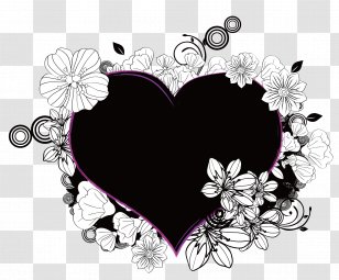 A Black Lace Heart - Pattern - Petal Transparent PNG