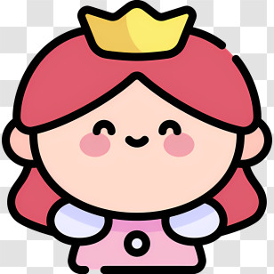 Princess - Cute Cartoon Princess In A Pink Dress With A Crown Transparent PNG