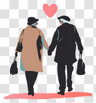 Old People - Elderly Couple Holding Hands Transparent PNG