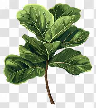Fiddle Leaf Fig - Green Leaves Illustration Transparent PNG