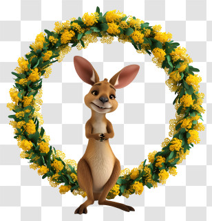 Australia Day - Kangaroo In A Floral Wreath Transparent PNG