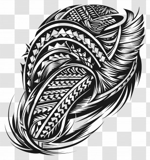 Polynesian Tattoo - Black And White Tribal Design Transparent PNG