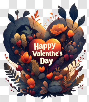 Happy Valentines Day - Happy Valentine's Day Floral Heart Transparent PNG