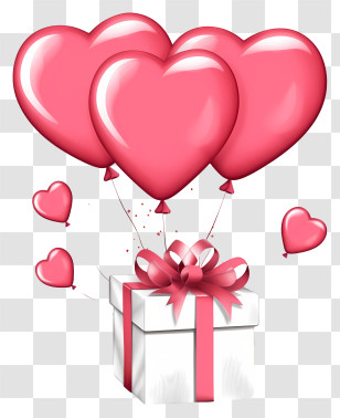 Sketch Valentine Gift Balloon - Gift Box With Heart Balloons For Special Occasions Transparent PNG