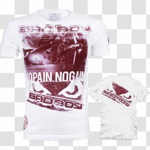 T-shirt Ð¤ÑƒÑ‚Ð±Ð¾Ð»ÐºÐ° Bad Boy Script T Shirt By MMA Fightwear Clothing - White - No Pain Gain Transparent PNG