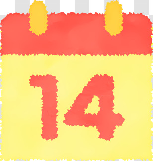 Cartoon - Calendar Showing Date 14 Transparent PNG