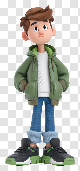 Allan From Papa Louie - Cute Boy In Green Hoodie Transparent PNG