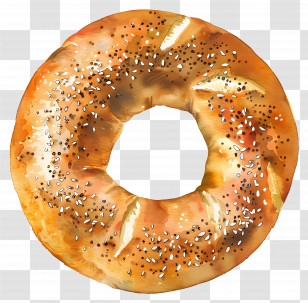 Bagel With Sesame Seeds - Golden Bagel With Sesame Seeds Transparent PNG