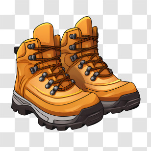 Boots - Durable Orange Hiking Boots For Outdoor Adventures Transparent PNG