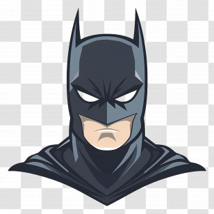 Batman Head - Cartoon Hero Artwork In Black Costume Transparent PNG