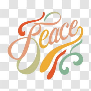 Peace - Swirly Peace Text Design Transparent PNG