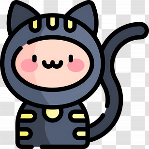 Halloween Cat - Cute Character In Cat Costume Transparent PNG