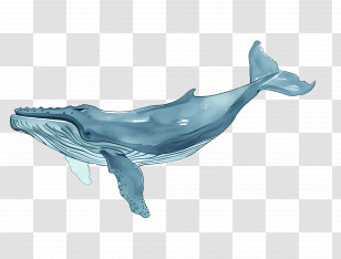 Blue Whale - Blue Whale Drawing Transparent PNG