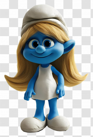 Smurfette - Female Smurf Character In White Dress Transparent PNG