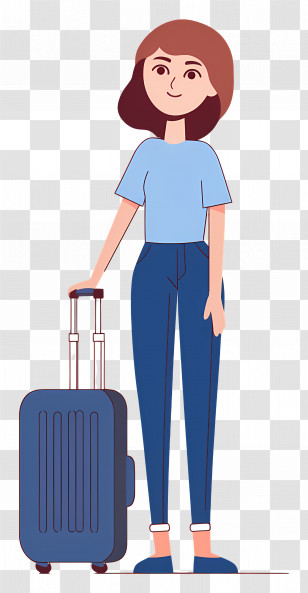Girl Carrying Suitcase - Cartoon Traveler With Suitcase Transparent PNG