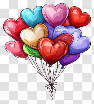Heart Balloon - Colorful Heart Balloon Illustration Transparent PNG